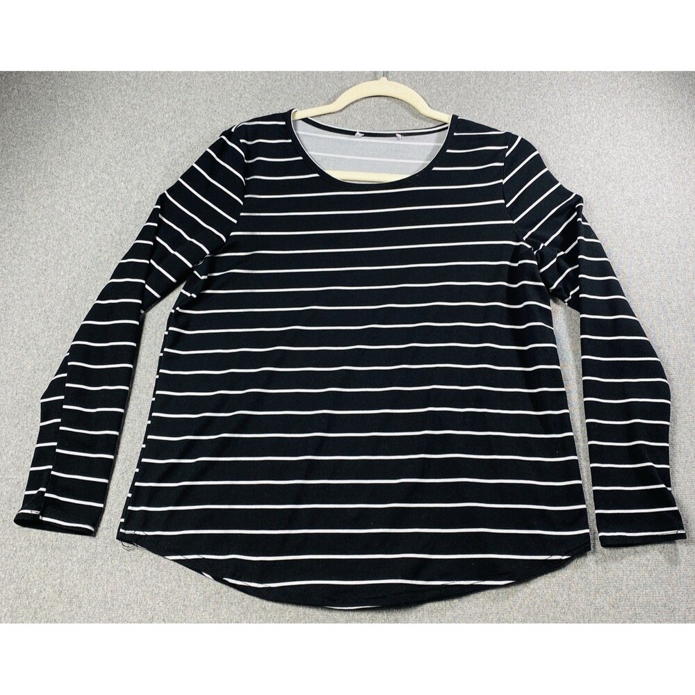 Women Strip Long Sleeves Top Size M Stretchy